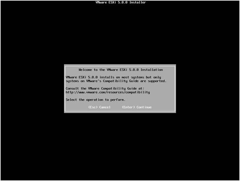 VMware ESXi 5 installation - Welcome Screen