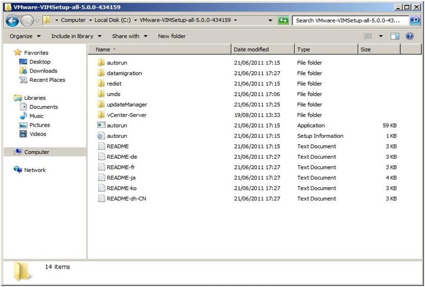 VMware vCenter 5 Installation Guide - vCenter media files