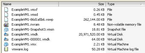 VMware Virtual Machine Files while Power On and has Snapshot